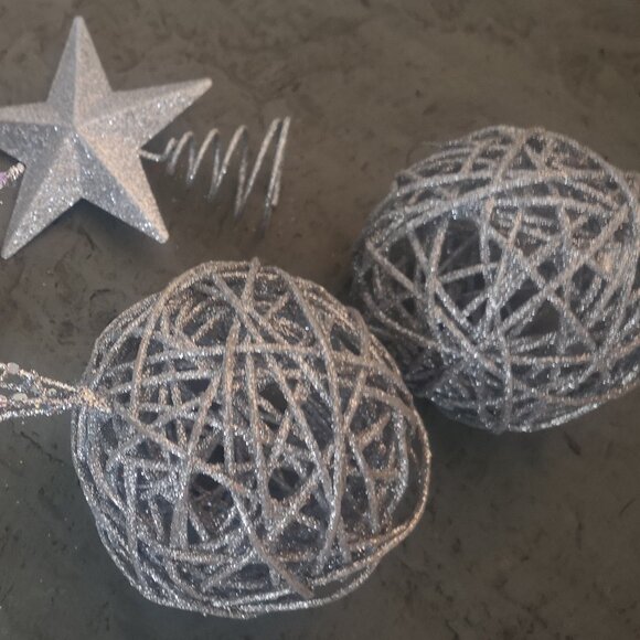 Large Sequin Glitter Star, Tree Topper and Ball Ornaments - Picture 3 of 3